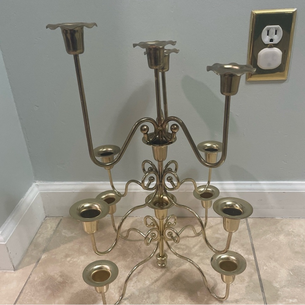 3 Vintage Brass Candle Holders MCM / 2 Can Be Stacked